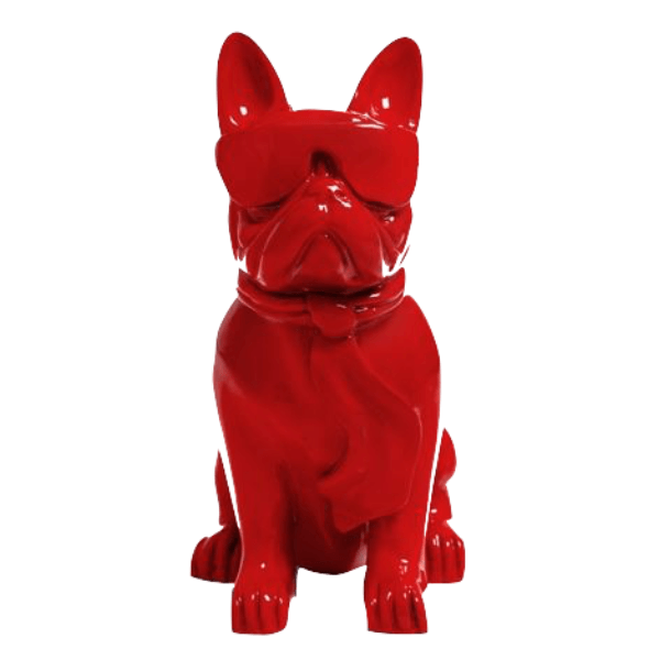 Resine Sculpture Chien Bouledogue Francais 80CM Rouge MALVINE - S&C