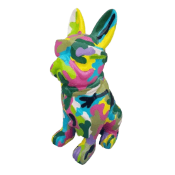 Resine Sculpture Chien Bouledogue Francais 80CM Multicolore HENRIETTE - S&C