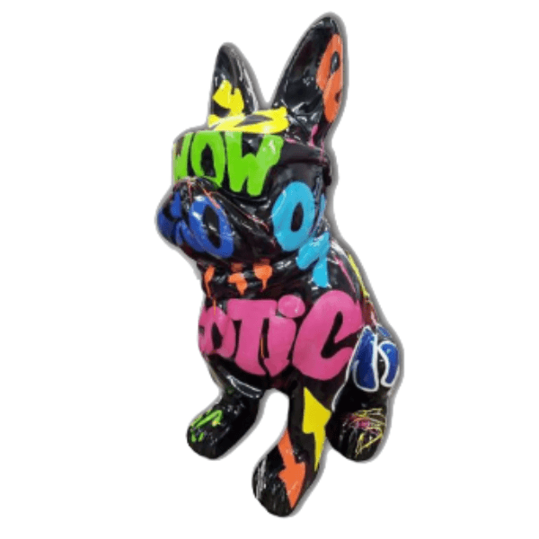 Resine Sculpture Chien Bouledogue Francais 80CM Multicolore JALMER - S&C
