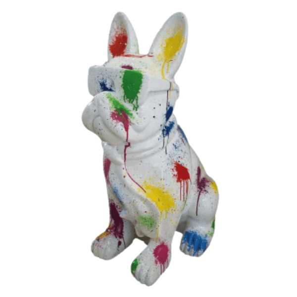 Resine Sculpture Chien Bouledogue Francais 80CM Tie And Dye LURIO - S&C
