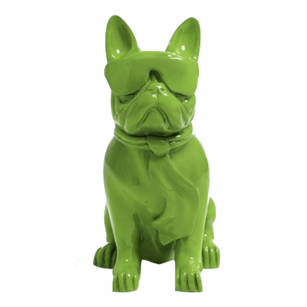Resine Sculpture Chien Bouledogue Francais 80cm Vert Pomme LUZIA - S&C