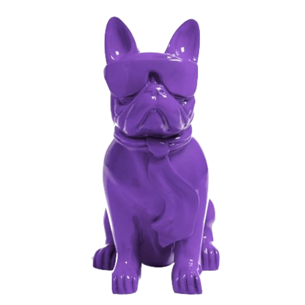 Resine Sculpture Chien Bouledogue Francais 80CM Violet LORENT - S&C