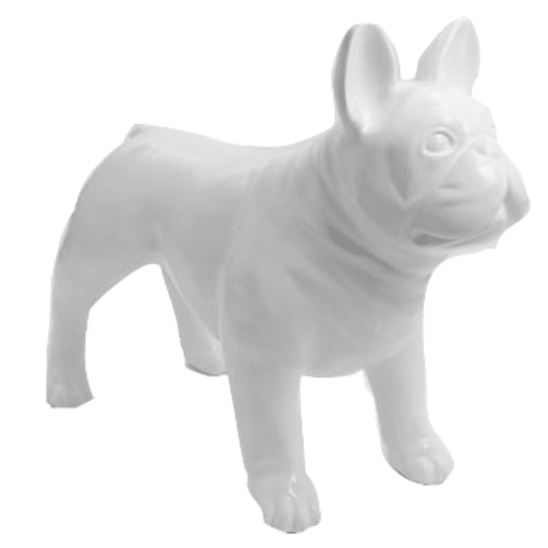 Resine Sculpture Chien Bouledogue Francais 90CM Blanc MATISSE - S&C