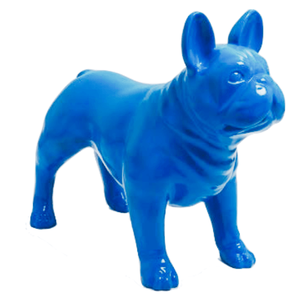 Resine Sculpture Chien Bouledogue Francais 90CM Bleu Ciel MARZO - S&C