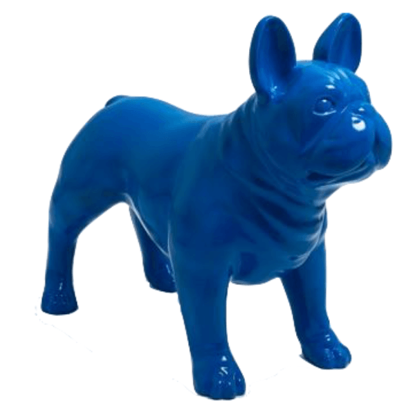 Resine Sculpture Chien Bouledogue Francais 90CM Bleu Nuit LUMIERE - S&C