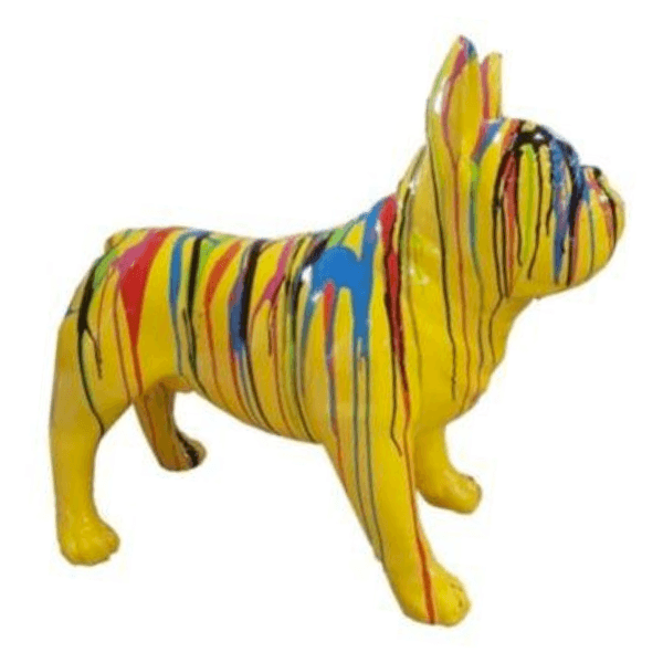 Resine Sculpture Chien Bouledogue Francais 90CM Coulure Jaune LORIS - S&C