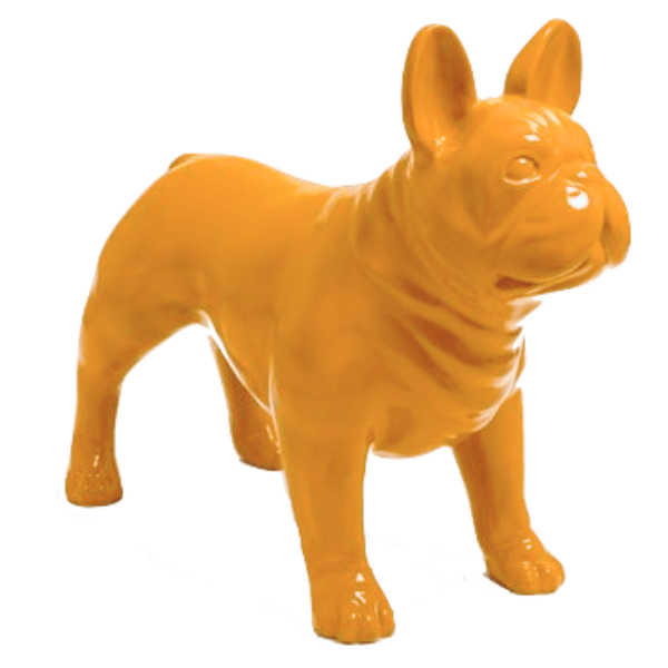 Resine Sculpture Chien Bouledogue Francais 90CM Jaune AURIGAN - S&C