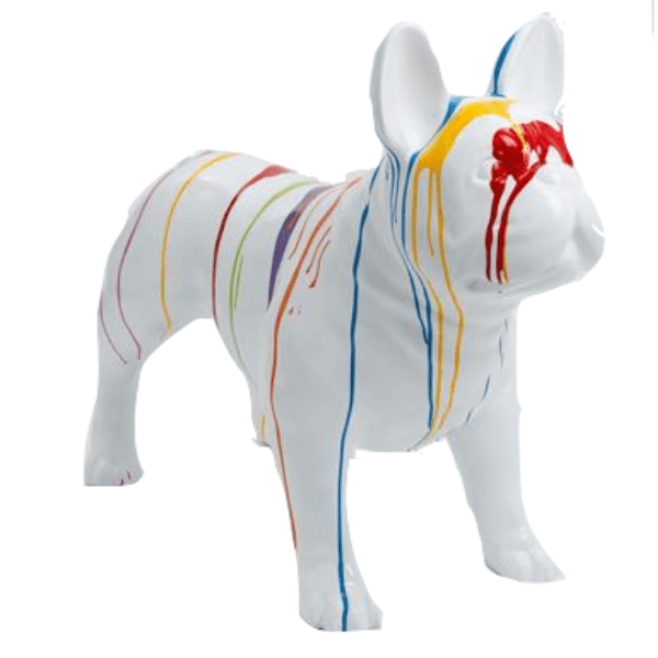 Resine Sculpture Chien Bouledogue Francais 90cm Multi Coulure BLANDEL - S&C