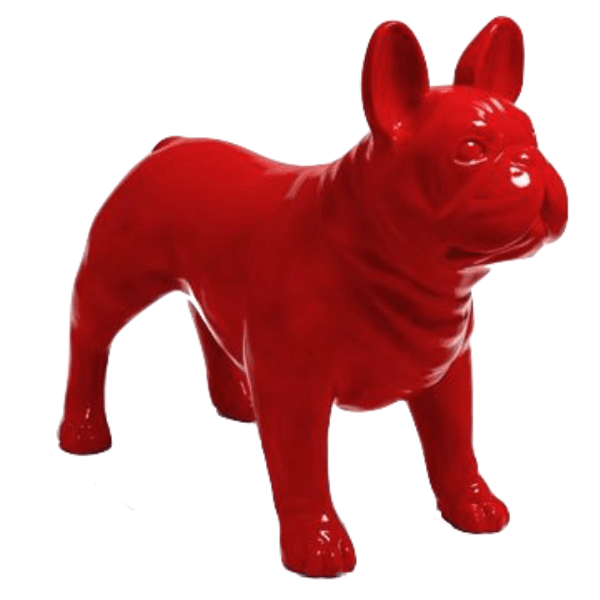 Resine Sculpture Chien Bouledogue Francais 90CM Rouge ALOIS - S&C