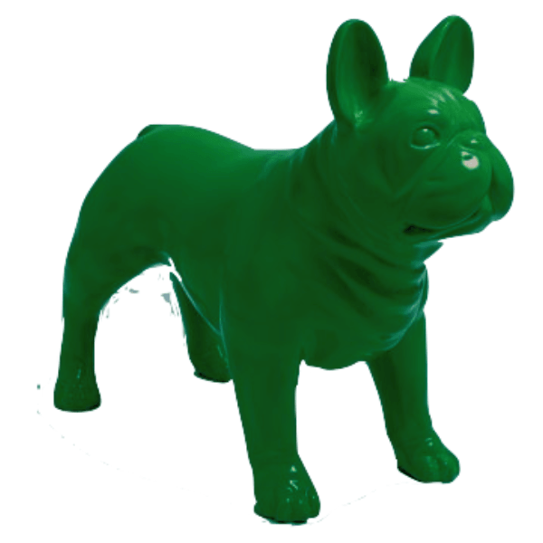 Resine Sculpture Chien Bouledogue Francais 90CM Vert GILDAS - S&C