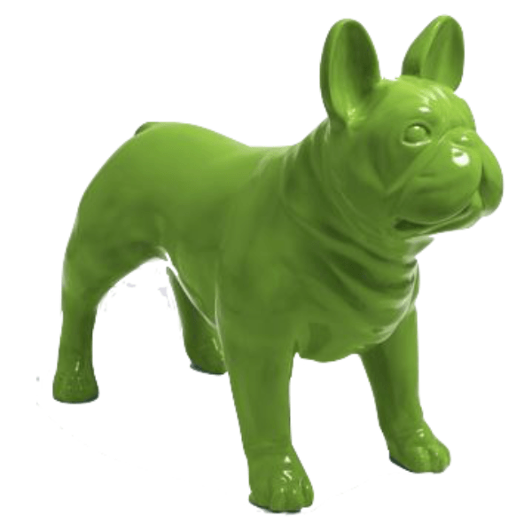 Resine Sculpture Chien Bouledogue Francais 90CM Vert Pomme JOVEN - S&C