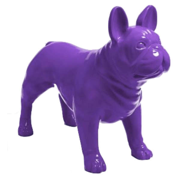 Resine Sculpture Chien Bouledogue Francais 90CM Violet ASTRID - S&C