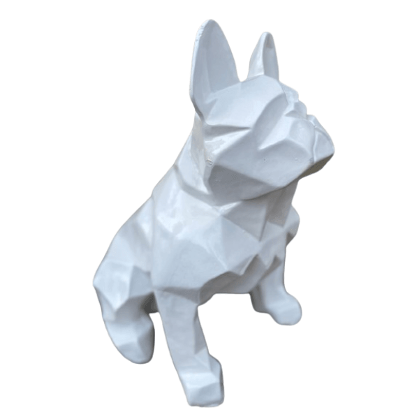 Resine Sculpture Chien Bouledogue Francais 35CM Blanc MATIS - S&C