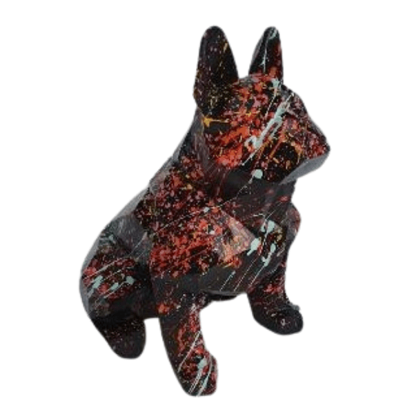 Resine Sculpture Chien Bouledogue Francais 35cm Graffiti Noir AELIANE - S&C