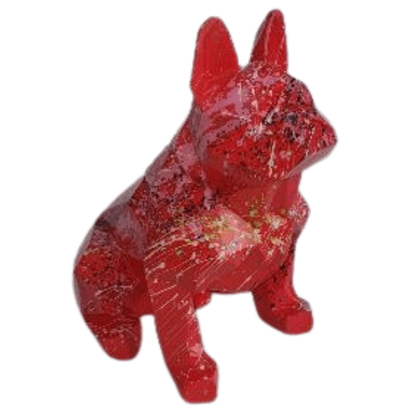 Resine Sculpture Chien Bouledogue Francais 35CM Graffiti Rouge LYSANDRE - S&C