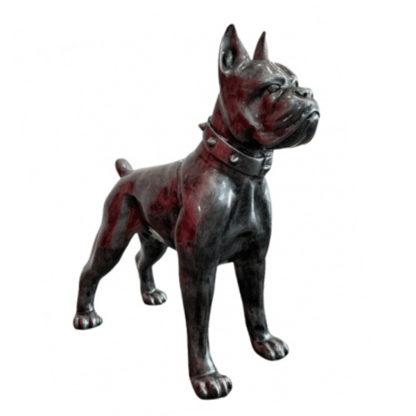 Resine Sculpture Chien Boxer 110CM Argente GILVAN - S&C