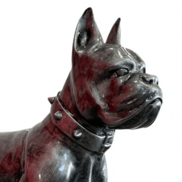 Resine Sculpture Chien Boxer 110CM Argente GILVAN - S&C