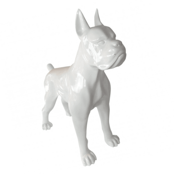 Resine Sculpture Chien Boxer 110CM Blanc MATIS - S&C