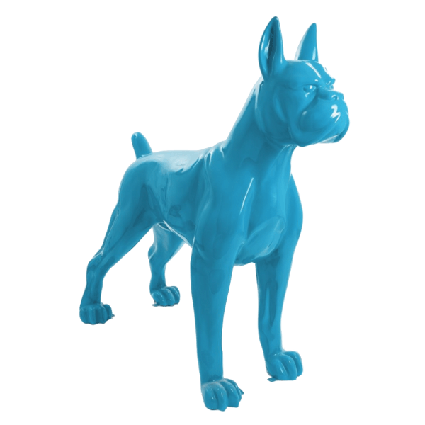 Resine Sculpture Chien Boxer 110CM Bleu Ciel RONDEL - S&C