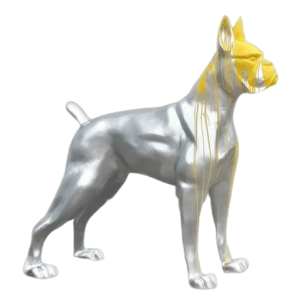Resine Sculpture Chien Boxer 110cm Coulure Jaune TILIA - S&C