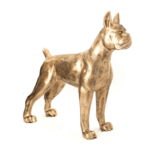 Resine Sculpture Chien Boxer 110CM Doré VASKO - S&C