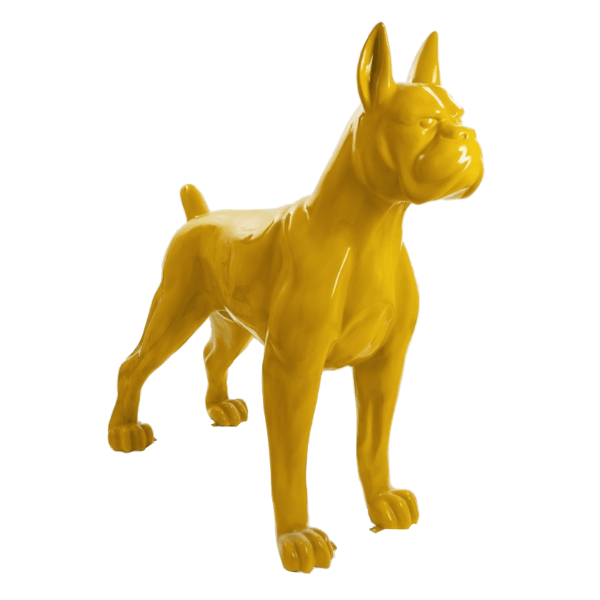 Resine Sculpture Chien Boxer 110CM Jaune LOPHIS - S&C