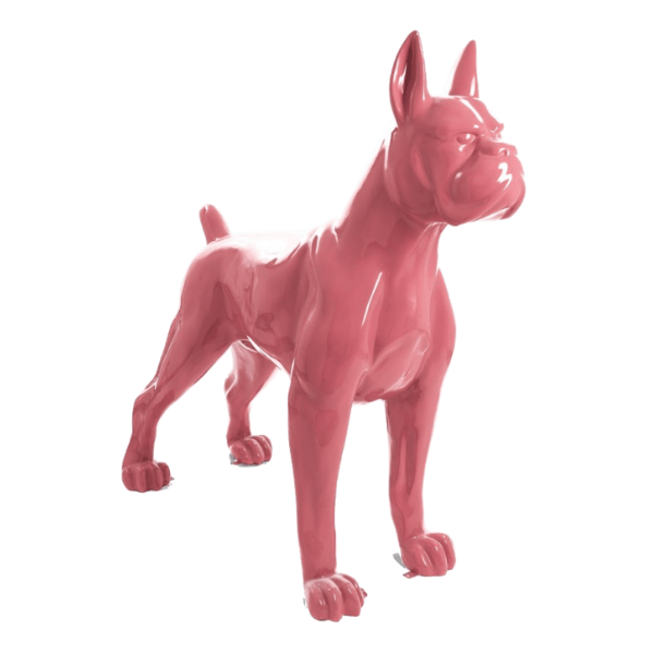 Resine Sculpture Chien Boxer 110CM Rose Clair ELDWIN - S&C