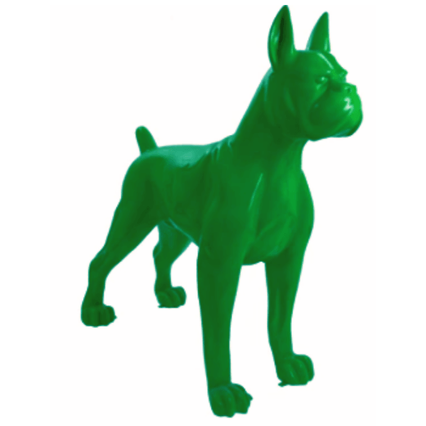 Resine Sculpture Chien Boxer 180CM Vert LYSANDRE - S&C