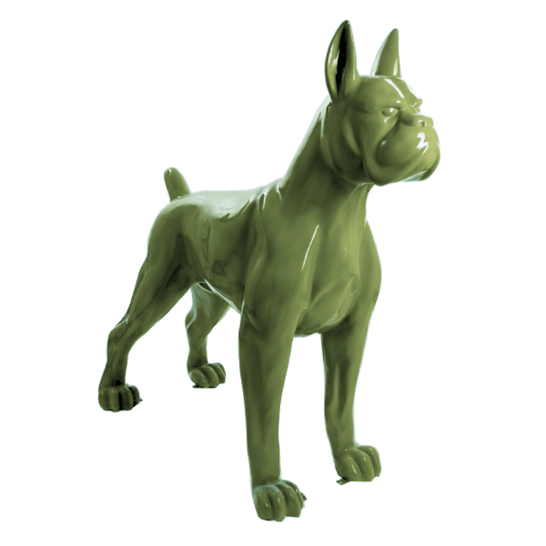 Resine Sculpture Chien Boxer 180CM Vert Kaki LORIN - S&C