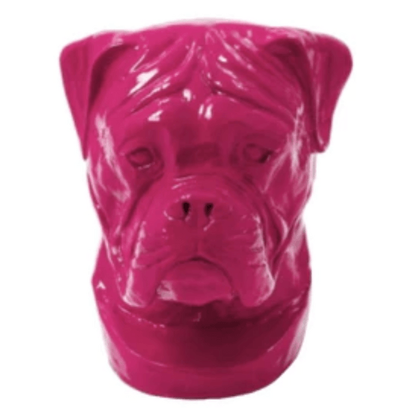Resine Sculpture Chien Boxer 35CM Rose Fuchsia KALEN - S&C