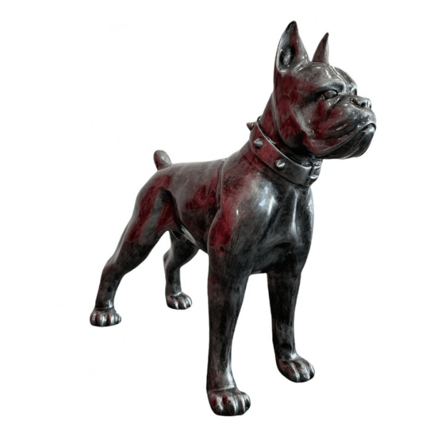 Resine Sculpture Chien Boxer 50CM Argenté GILBERT - S&C