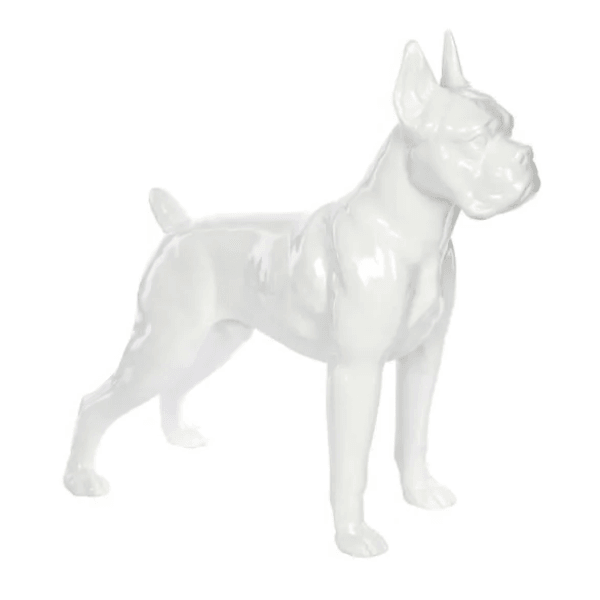Resine Sculpture Chien Boxer 50CM Blanc MATIS - S&C