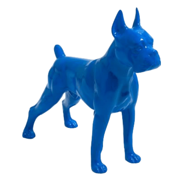 Resine Sculpture Chien Boxer 50CM Bleu RALPH - S&C