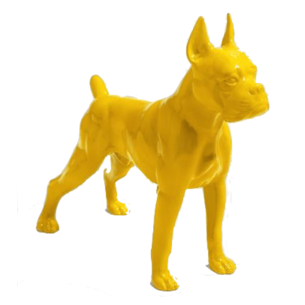 Resine Sculpture Chien Boxer 50CM Jaune AMILIO - S&C