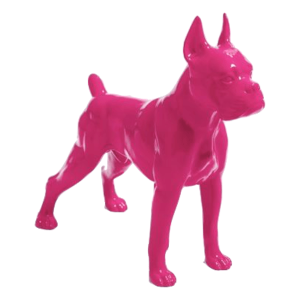 Resine Sculpture Chien Boxer 50CM Rose Fushia ASPERO - S&C