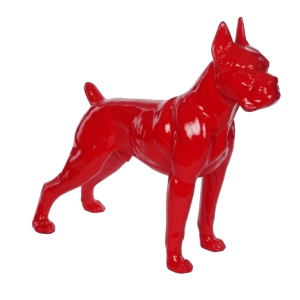 Resine Sculpture Chien Boxer 50CM Rouge LYNAR - S&C