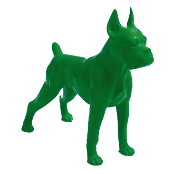 Resine Sculpture Chien Boxer 50CM Vert LYSANDRE - S&C