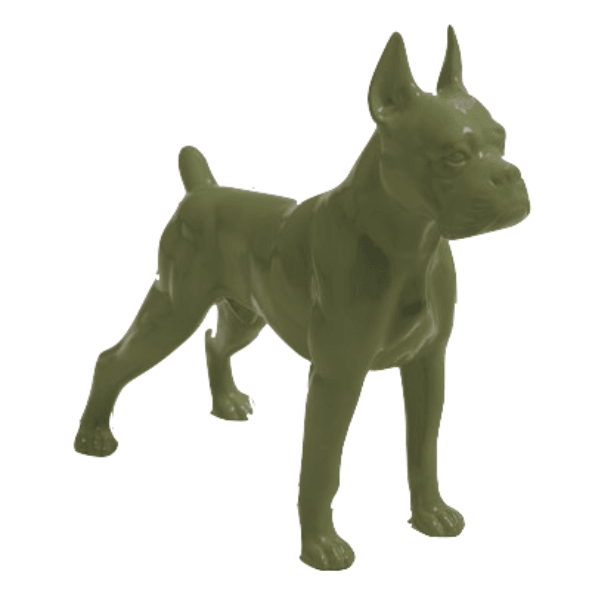 Resine Sculpture Chien Boxer 50CM Vert Kaki GILBERT - S&C