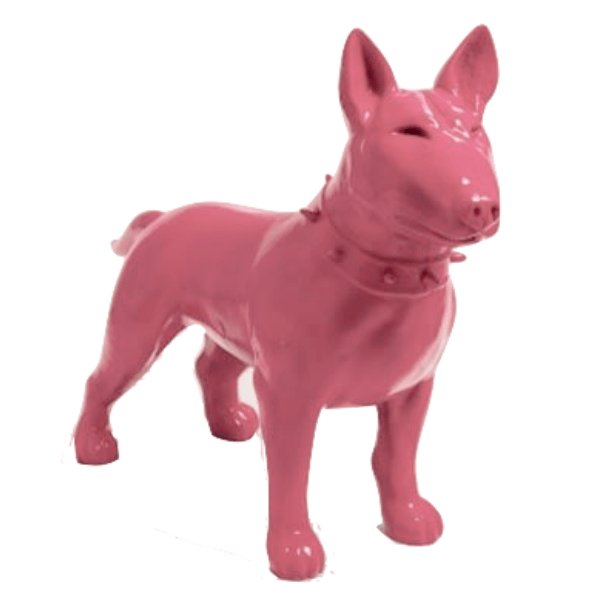 Resine Sculpture Chien Bull Terrier 110CM Rose Clair AELIS - S&C