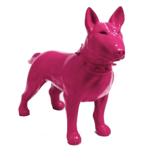Resine Sculpture Chien Bull Terrier 110CM Rose Fushia LORIS - S&C