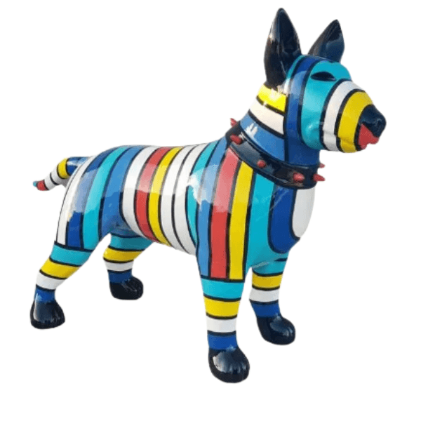 Resine Sculpture Chien Bull Terrier 110 CM Noir Et Or FREDAN - S&C