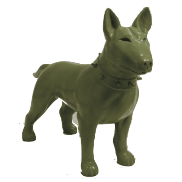 Resine Sculpture Chien Bull Terrier 110CM Vert Kaki JOLAND - S&C