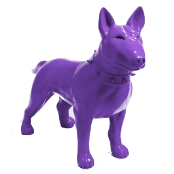 Resine Sculpture Chien Bull Terrier 110 CM Violet RYSEL - S&C