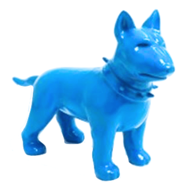 Resine Sculpture Chien Bull Terrier 60cm Bleu Ciel FENNO - S&C