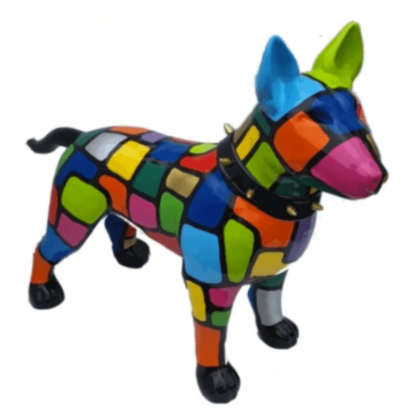 Resine Sculpture Chien Bull Terrier 60CM Noir Et Or SIRIL - S&C