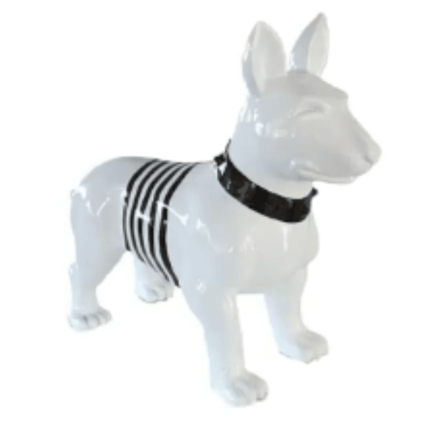 Resine Sculpture Chien Bull Terrier 60CM Noir Et Or QUENEL - S&C