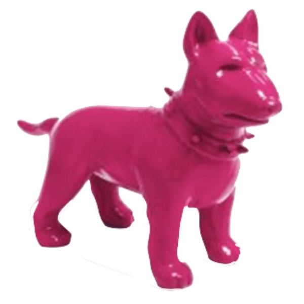 Resine Sculpture Chien Bull Terrier 60CM Rose Fushia LORIEL - S&C