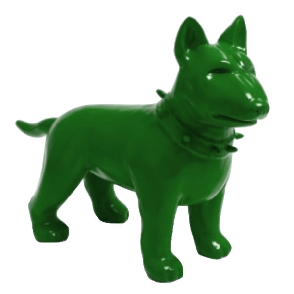 Resine Sculpture Chien Bull Terrier 60cm Vert LIOGA - S&C
