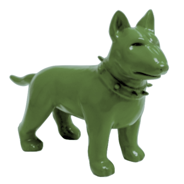 Resine Sculpture Chien Bull Terrier 60CM Vert Kaki ORELIAN - S&C