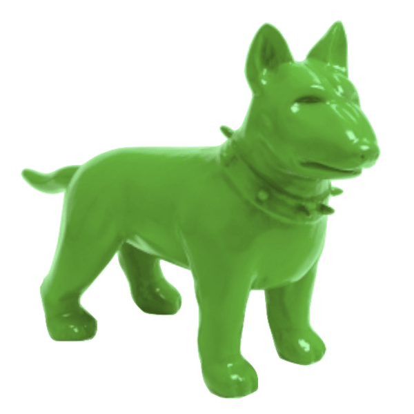 Resine Sculpture Chien Bull Terrier 60cm Vert Pomme LORVAN - S&C